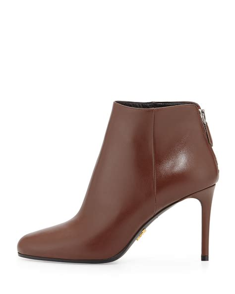 prada logo heel bootie|Prada 55 leather ankle boots.